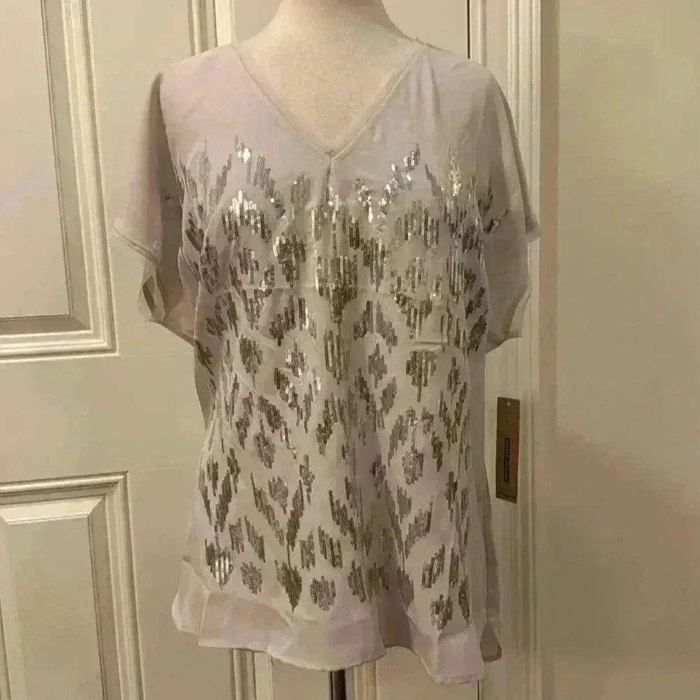 DKNY size 18 blush colored embellished sleeveless blouse, NWT